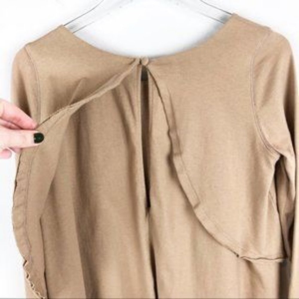Free People Tan Brown Flowy Long Sleeve Blouse Top Size XS - Picture 6 of 8